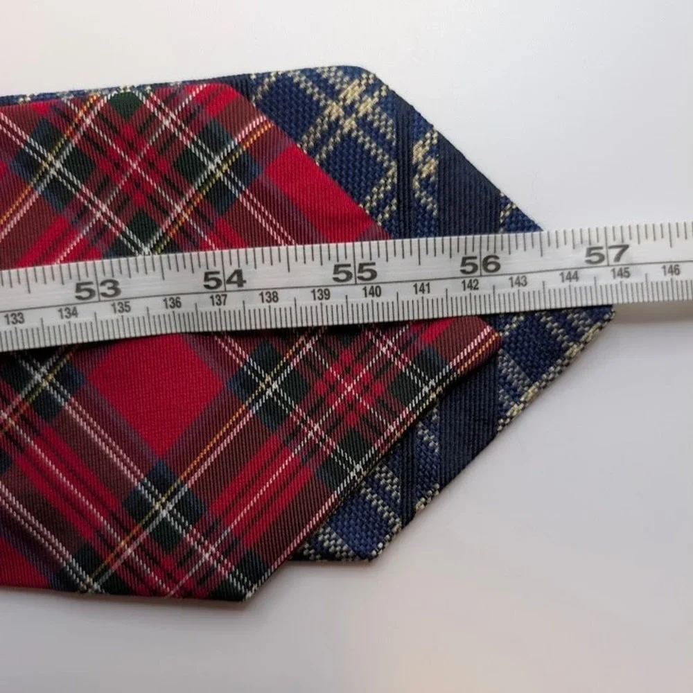 LOT of 2 Tommy Hilfiger Silk Ties - Red Tartan & Blue Plaid Stripe 4